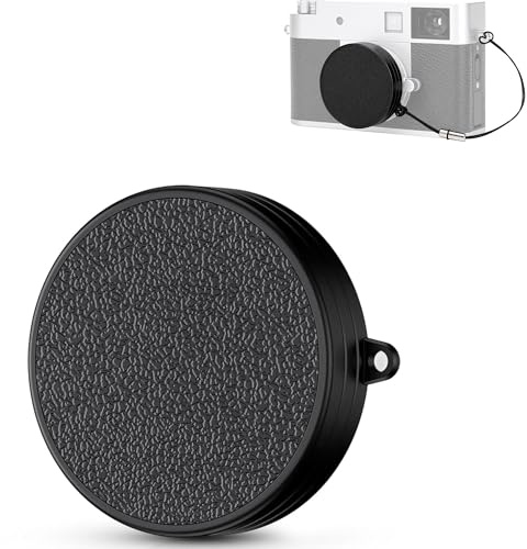JJC Aluminum Alloy Lens Cap for the Fujifilm Fuji X half camera, with a cap lens keeper String - Black