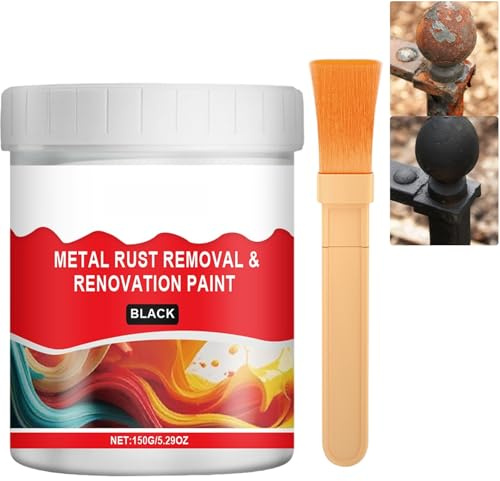 Vernice antiruggine resistente alle intemperie per metallo, rivestimento antiruggine 4 in 1 a base d'acqua, protezione a lunga durata, vernice primer per automobili, cancelli e recinzioni. (Nero)