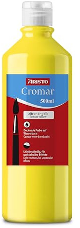 Aristo Acrylfarbe Cromar (Flüssigmalfarbe auf Wasserbasis, Inhalt: 500 ml) zitronengelb