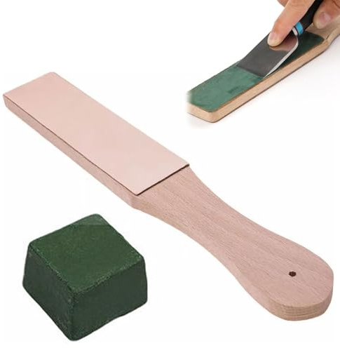 Afilador de Cuero, Kit de Afilado de Cuero para Afilar Cuchillos, Juego de Afilado y Pulido de Cuchillos con Pasta de Pulir, Herramientas de Cinceles para Tallar Madera