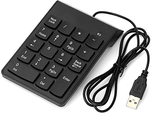lyrlody Número de Teclado Numérico con Cable de 18 Teclas Mini Enchufe USB y Reproducción para PC Portátil con Diseño de Inclinación de Tilt Almohadillas de Pie Indicador LED Diseño Ergonómico