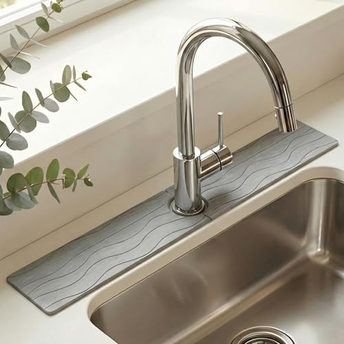 Piedra Diatomita Cocina - Piedra Diatomita Baño - Alfombrilla de Piedra para Fregadero - Diatomita Cocina - Stone Drying Mat Kitchen - 60x10CM - Stone Faucet Mat - Alfombrilla de Piedra para Fregadero