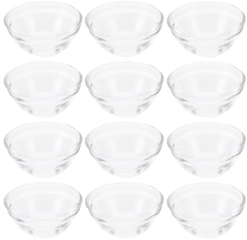 DECORNIJIA Bols en Verre pour Dessert 12 Pièces, Mini Ramequins Transparents 45 Ml Résistants la Chaleur, pour Dîners et Réunions Informelles la Maison