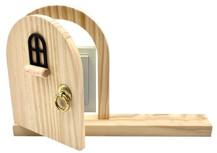 Feentür-Steckdosenschutz Aus Holz Holz-Steckdosenschutz | Dekorative Wandabdeckung Für Steckdosen Für Kinderzimmer Wohnzimmer Schlafzimmer Spielzimmer Küche Büro Wohnung Kita