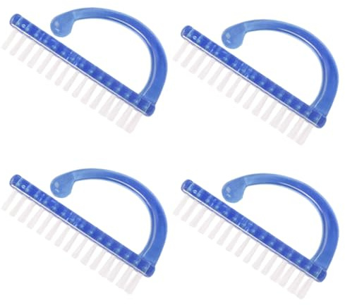 BETOOKY Set 4 Spazzole per Pulizia Unghie Manico Ergonomico, Setole Rigide in Plastica, Compatte e Leggere per Mani e Piedi, Cura Professionale Unghie in Movimento