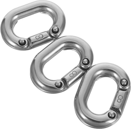 JECOMPRIS 3pcs 8mm 316 Stainless Steel Heavy Duty Quick Link Chain Connectors Marine Grade Split Links for Chain Repair and Boat Anchor Industrial Use