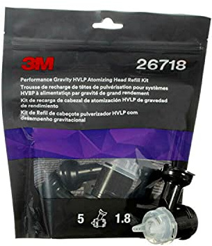 3M Performance Gravity HVLP Atomizing Head Refill Kit, 26718, Size 1.8, Clear, for use Performance Spray Gun PPS 2.0 Paint Cups, 5 Pack