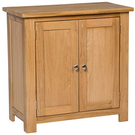 Hallowood Furniture Waverly Oak Cupboard, Small Wooden Cabinet with Shelf | Small Oak Sideboard w/ 2 Door & Adjustable Shelf, Solid Wooden Cupboard for Kitchen, Bedroom & Hallway, Living Room Furniture