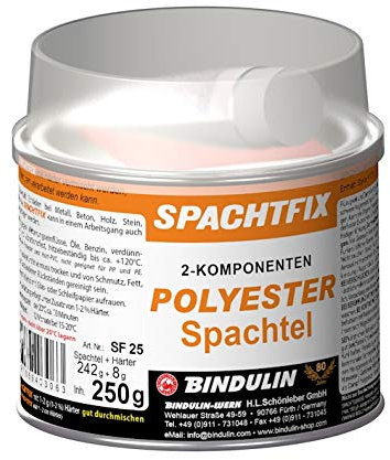 Bindulin Spachtfix 2-Komponenten-Polyester-Spachtel 250 g Set inkl. Pinsel zum Auftragen