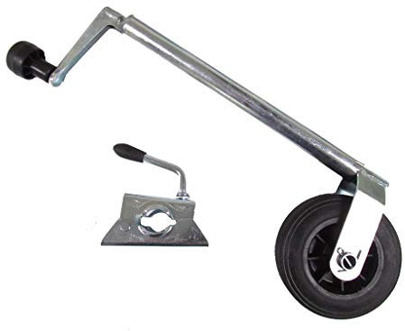 Heavy Duty Caravan Jockey Wheel and Clamp 34MM (Lightweight Plastic Rim Trailer Wind Up)