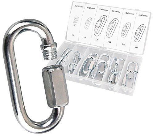 20 Schraubglieder im Set, Kettenglied, Kettennotglieder im Sortiment, 6 Größen