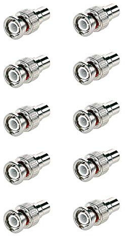 121AV BNC Male Plug to RCA Phono Female Socket Adaptor Connector for CCTV Camera (Pack of 10)