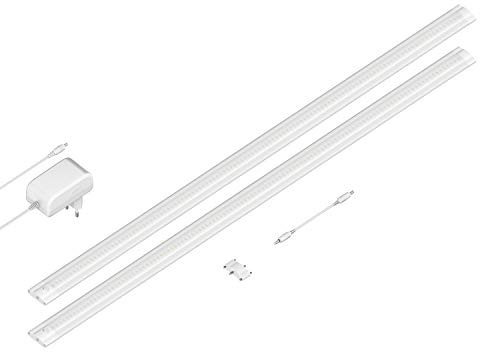 ledscom.de LED Unterbau-Leuchte SIRIS weiß matt, flach, 90cm, je 963lm, warm-weiß 2er Set