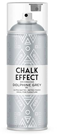 CL COSMOS LAC Dolphin Grey Chalk Effect Spray Paint, Smooth Touch Matt Finish All Purpose DIY Shabby Chic/Vintage Furniture
