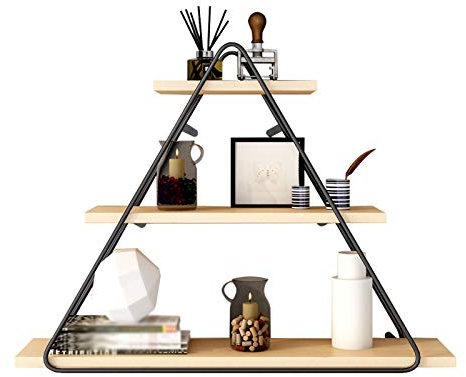 Bücherregal Raumteiler 3-Lagen-schwimmendes Bücherregal, Metallschmiedeeisen Wand Lagergestell, Runder Schlafzimmer Wohnzimmeranzeige Rack Regal (schwarz) Büroregal Aktenregal Ordnerregal