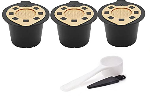 CENPEK Lot de 3 capsules à café réutilisables et rechargeables avec cuillère en plastique et brosse 20 ml