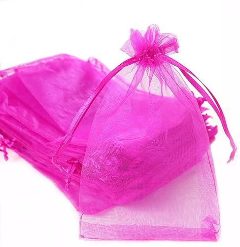 100 Stück Organza Säckchen Zum Befüllen,Organzabeutel Geschenkbeutel Kordelzug Säckchen Organzasäckchen für Festival Party Hochzeit Bonbonsbeutel,Schmuckbeutel Lavendel Geschenk Säckli,15x20cm Rose