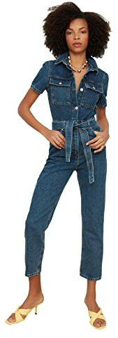 Trendyol Blue Arched Denim Overalls Salopette Donna (Pacco da 1)