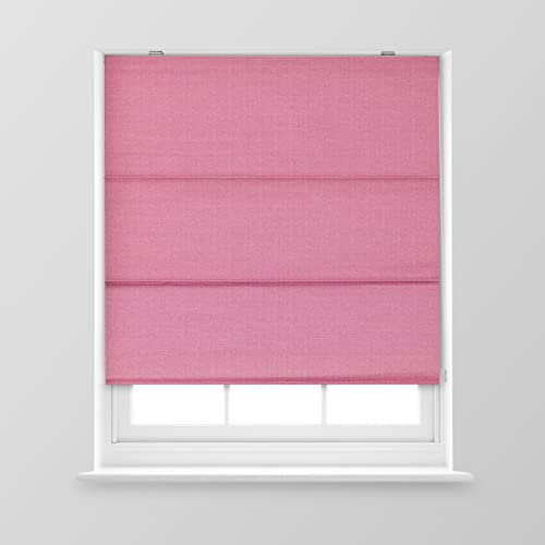 A.Unique Home Textured Weave Dimout Roman Window Blind in a Variety of Colours and Sizes Ideal for any Room. (Pink, 120cm x 170cm (47.2 x 66.9) (4FT))