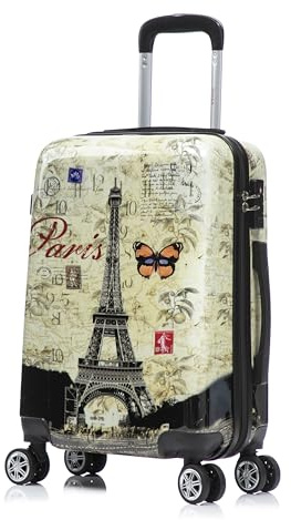 InUSA Paris Print Luggage with Spinner Wheels | Durable Lightweight Hardside Suitcase | Travel Bag with Handle and Trolley | 20 Inch Carry-On Spinner Luggage