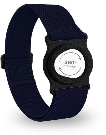 Diasticker® | Dexcom G7 - Nastro di fissaggio | Supporto girevole a 360° | Cinturino per il fissaggio del Dexcom CGM, protezione del sensore, fissaggio | Supporto: Nero (Medio: 25-35 cm, Marina)
