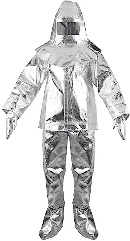 Trumego Heat Resistant Suit Fireproof Clothes Anti Thermal Radiation Suits 1000 Degree Flameproof Composite Aluminium Foil Suit (XL)