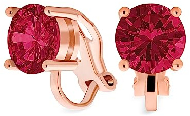 Traditionelle Klassische 2CT Brillant Schliff Runde AAA CZ Solitär Clip On Ohrstecker Für Frauen Gelbgold Oder Versilbert Nicht Durchbohrt Simulierte Edelsteinfarben Geburtsstein 8Mm