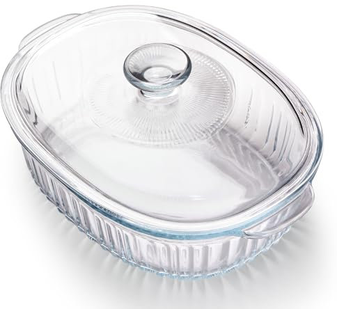 NUTRIUPS Glass Casserole Dish with Glass Lid, Borosilicate Glass,Casserole Dish for Oven, Baking Dish with Lid (3QT)