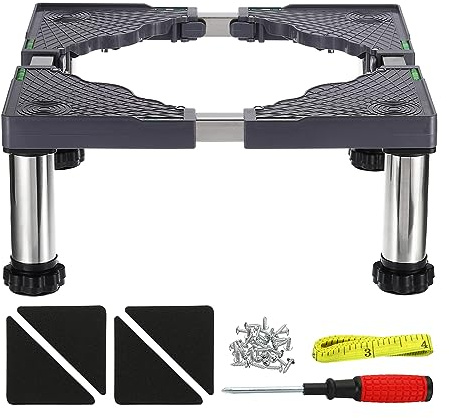 PATIKIL Mini Fridge Stand, 4 Strong Feet Laundry Stand Base Multi-Functional Adjustable Base Tray Anti-Vibration for Refrigerator Washing Machine Dryer Dishwasher AC, 7.5-8.6 Height