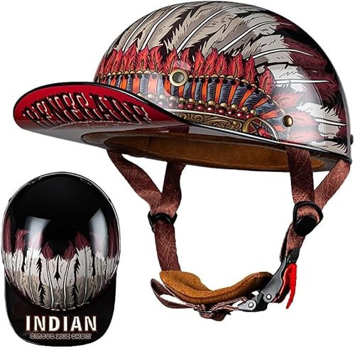 XRDSHY Motorrad Halbschalen Halbhelm Halbschalenhelm Baseballmütze-Helm Baseball Cap Motorradhelm Mit ECE-Zulassung Cruiser Chopper Scooter Helm Für Bike Cruiser Chopper Moped Scooter,H-XL =（61〜62CM）