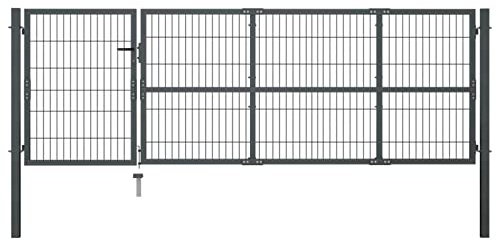 Mengtu Stahlzauntor Garten Terrasse Anthrazit 350x150cm SicherheitsTor 3 Schlüssel Model144399
