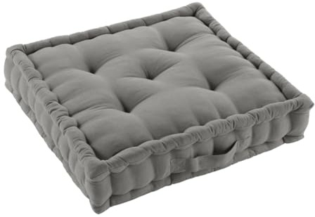 Acomoda Textil – Cojín de Suelo Acolchado con Asa de Transporte. Cojines para Palets, Banco, Silla y Suelo, Asiento Cómodo Decorativo para Interior y Exterior. (Gris, 50x50cm, 4 Unidades)