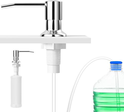 Traxenta Acero Inoxidable Dosificador de Jabon, Dispensadores de Jabon para Baño Repuesto, Dispensador de Detergente, Bajo Cocina Encimera Soap Dispenser 500Ml, Rellenable con Detergente Traje