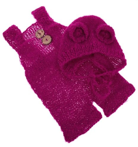 Yardenfun Baby Fotografie Overalls Neugeborenen Kostüm Zarte Beanie Wolle Strampler Set Foto Dressup Kit