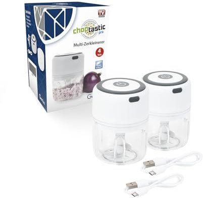 Genius Choptastic Pro - Hachoir électrique universel - 2 pièces - Capacité de 300 ml - Port USB - Mini robot de cuisine rechargeable