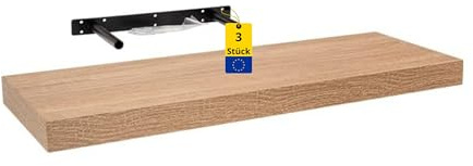 Wandregal - Bücherregal - Schweberegal 3er-Set 59.5x23.5 Sonoma Eiche | Regal Wand - Regalbrett - Küchenregal - Bücherregal Kinder - Deko Wohnzimmer - GewürzregalHolz - Wanddeko Regale Boho Deko