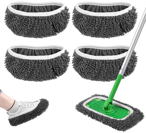 Yicotira Wiederverwendbare Feuchtpads für Swiffer Sweeper Mop – Trockene Kehrtücher & nasse Wischtücher für die Haushaltsreinigung – waschbare Mikrofaser-Wischpads, 4 Stück (Mop ist nicht im
