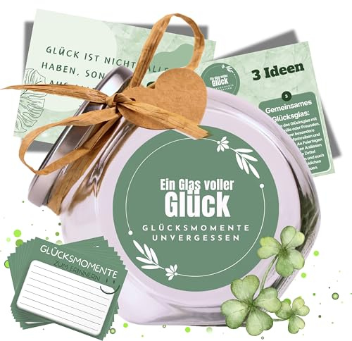 Ein Glas Voller Glück, Geschenke Für Frauen, Bonbon Glas Voll Glück mit Deckel, Einzigartiges Glücksglas, Kleine Geschenke Für Frauen - Perfekt Zum Sammeln Von Glücklichen Erinnerungen, Memory Box