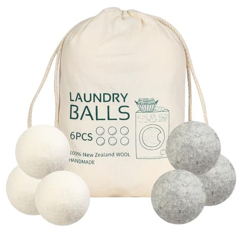 Trocknerbälle 6er Set Trockner Bälle für Wäschetrockner Wolltrocknerbälle Trocknerbällen Daunen Trocknerkugeln Natürlicher Weichspüler Waschbälle für Wäschetrockner