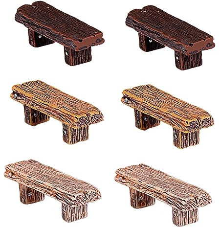 TOGEVAL Lot De 6 Tabourets en Résine Miniatures pour Jardin De Fées Décoration Intérieure Couleur Aléatoire Ornement De Résine Solide Artisanat Rétro