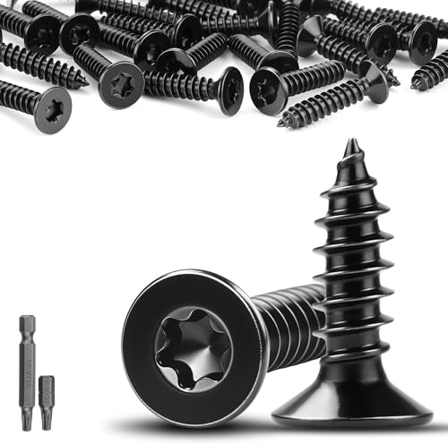 Mbsomnus 90 st. träskruvar, svart, M4 x 16 mm, skruvar, rostfritt stål, A2 V2A försänkta skruvar, akustiska paneler, skruvar, träskruvar, torx, helgängade spånskiveskruvar för möbelmontering