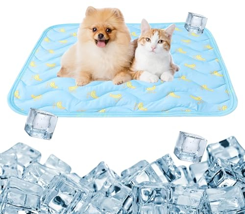 FOSDICK Tapis Rafraichissant pour Chien et Chat - Souple Cooling Mat avec Motif Banane, Coussin Fraicheur pour Animaux Domestiques, 60 * 50CM