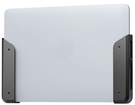 Soporte universal para ordenador portátil para montaje en pared o debajo de la mesa, soporte ajustable para dispositivos de hasta 26 mm de grosor, compatible con MacBooks, Surface, teclados, tabletas