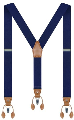 Hosenträger Herren Breit 3.5cm Elastisch Suspenders Men Dunkelblau