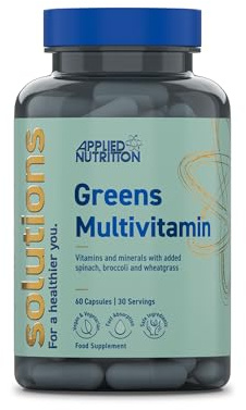 Applied Nutrition - Solutions - Greens Multivitamin - High Strength Daily Greens & Superfood Capsules - Gut Health, Immunity & Energy Support - 60 Capsules - 30 Servings