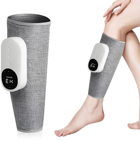 Weciau Masseur de Mollet Sans Fil, Masseur de Jambe avec Chauffant et Compression, 3 Modes Massage, 3 Chauffage et 3 Vibrations, pour la Relaxation Musculaire, Favorisent la Circulation Sanguine, Gris
