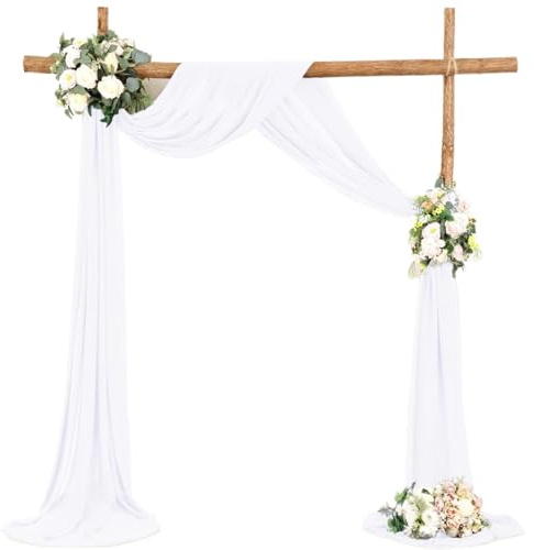 GIYXHU Tessuto per Drappeggio dell'Arco Nuziale Arco di Nozze Drappeggio Tessuto Chiffon panneggio soffitto del Partito Tende ad Arco for Il Matrimonio(White,70x1000cm)