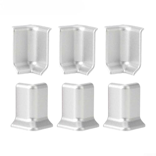 Oniissy Baseboard Corner Trim Blocks, For 5.4 Cm Height Wall Baseboards, Set Of 6, Inside And Outside Connectors, ABS Multiple Colors Modern Room Renovation(S Silver)
