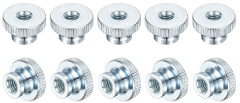 QUARKZMAN Tuercas Moleteadas Para Girar Con Los Dedos, 30 Piezas Tuerca Moleteada M6 x 20 x 12mm De Acero Al Carbono, Perillas Redondas Para Piezas De Impresora 3D, Azul Blanco