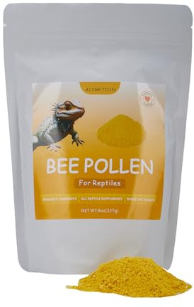 Accretion Bee Pollen for Bearded Dragons 8oz (Powder), Fine Ground Reptile Supplement for Bearded Dragons, Lizards, Turtles, Immune Support and Digestive Aid